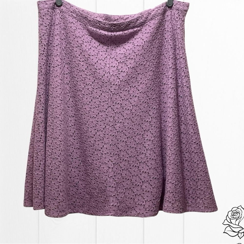 Purple Lace A-Line Midi Skirt